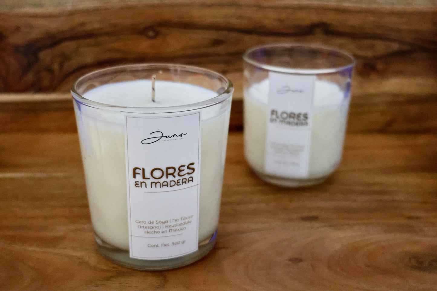Vela Aromatica Flores en Madera 300gr