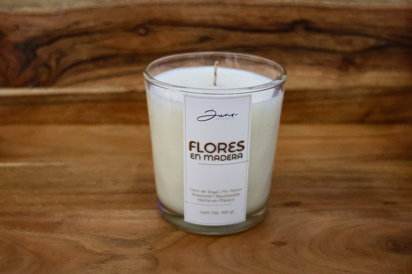 Vela Aromatica Flores en Madera 300gr